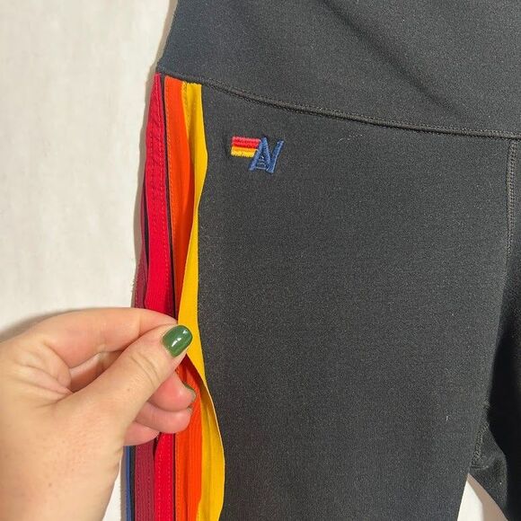 Aviator Nation Hi-Rise 5 Stripe Leggings Womens S Black - Picture 6 of 9